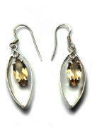 Silver Earring Oval Citrine