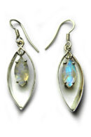 Silver Earring Oval Rainbow