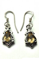 Silver Earring Tear Drop Citrine