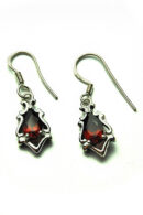 Silver Earring Tear Drop Garnet