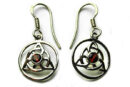 Silver Earring Triquetra Garnet