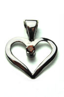 Silver Pendant Heart Garnet