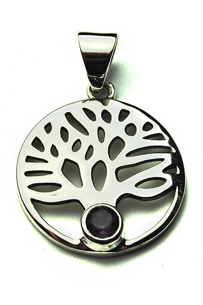 Silver Pendant Tree Amethyst