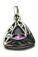 Silver Pendant Triangle Amethyst
