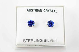Earring Silver Stud Dark Blue