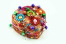 Box Heart Orange Glitter 8cm