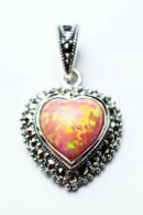 Silver Pendant Marcasite Pink