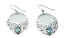 Silver Earring Circle Blue Topaz