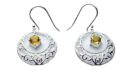 Silver Earring Circle Citrine
