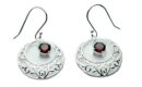 Silver Earring Circle Garnet