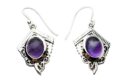 Silver Earring Oval Amethyst