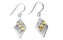 Silver Earring Triple Citrine