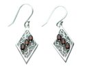 Silver Earring Triple Garnet