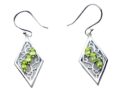 Silver Earring Triple Peridot