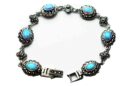 Silver Bracelet Marcasite Blue