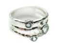 Silver Ring Circles Blue Topaz