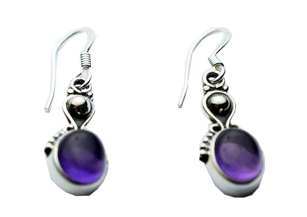 Silver Earring Circle Amethyst