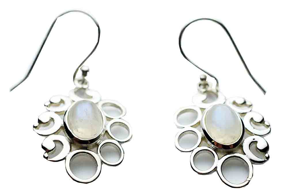 Silver Earring Circle Rainbow