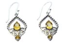 Silver Earring Double Citrine