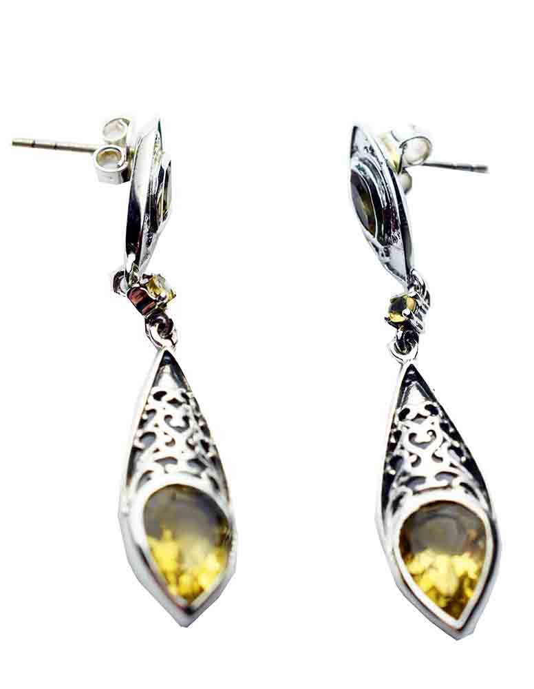 Silver Earring Drop Citrine