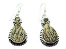 Silver Earring Leaf Jasper