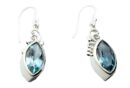 Silver Earring Oval Blue Topaz