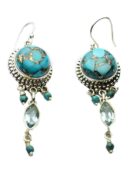 Silver Earring Blue Copper