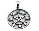 Silver Pendant Pentagram Circle