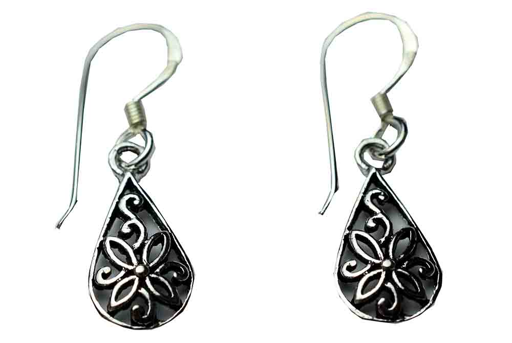 Silver Earring Drop Filigree