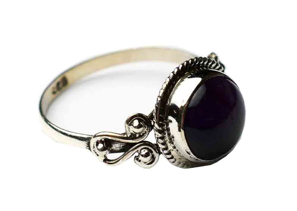Silver Ring Round Amethyst