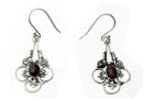Silver Earring Oval Garnet