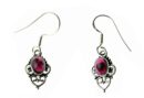 Silver Earring Oval Garnet