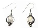 Silver Earring Oval Rainbow