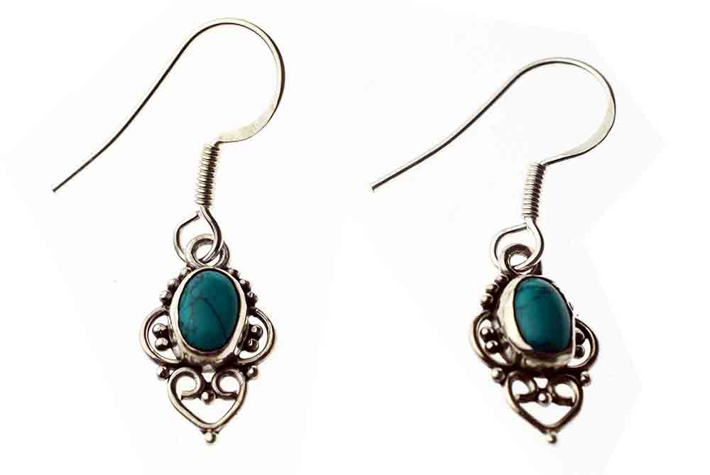 Silver Earring Oval Turquoise