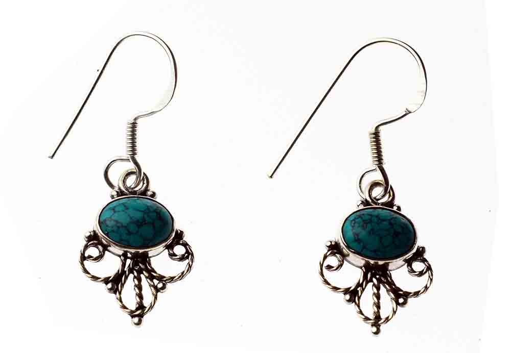 Silver Earring Oval Turquoise
