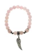 Bracelet Metal Wing Rose Quartz