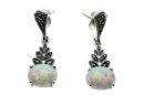 Silver Earring Marcasite Opal
