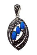 Silver Pendant Marcasite Blue