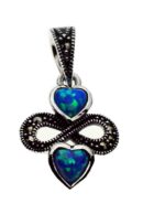 Silver Pendant Marcasite Blue
