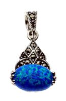 Silver Pendant Marcasite Blue