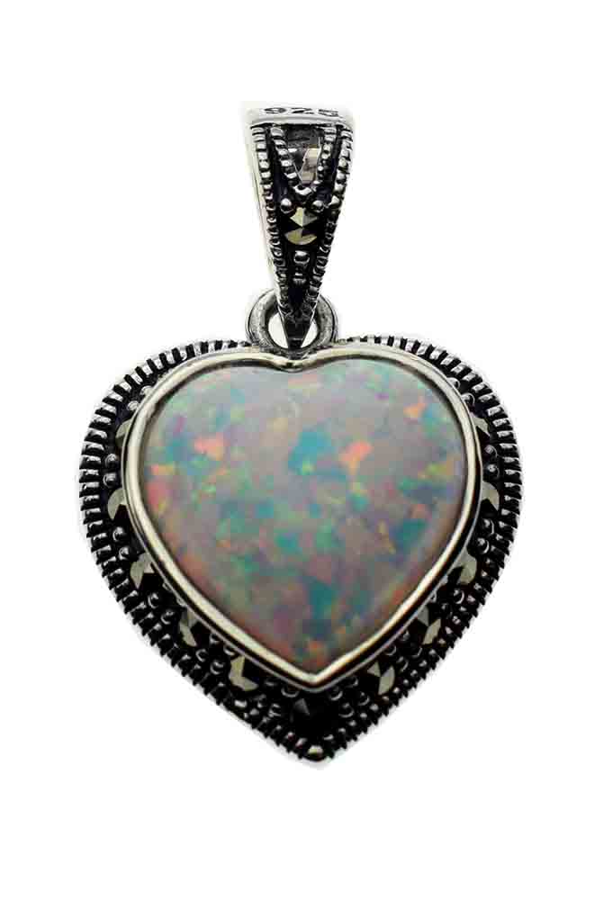 Silver Pendant Marcasite Opal