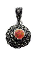 Silver Pendant Marcasite Pink