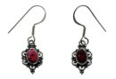 Silver Earring Oval Garnet