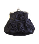 Purse Black Satin With Roses