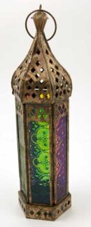 Lantern Tall Coloured Glass