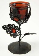 T-Light Holder Flower Red H15cm
