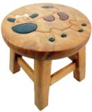 Stool Wooden With Cow