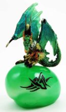 Dragon On Stone Plinth Green