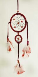 Dream Catcher Beaded 2 Circles Red 8cm
