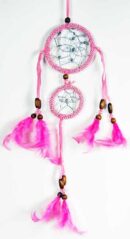 Dream Catcher Beaded Pink 2 Circles 8cm